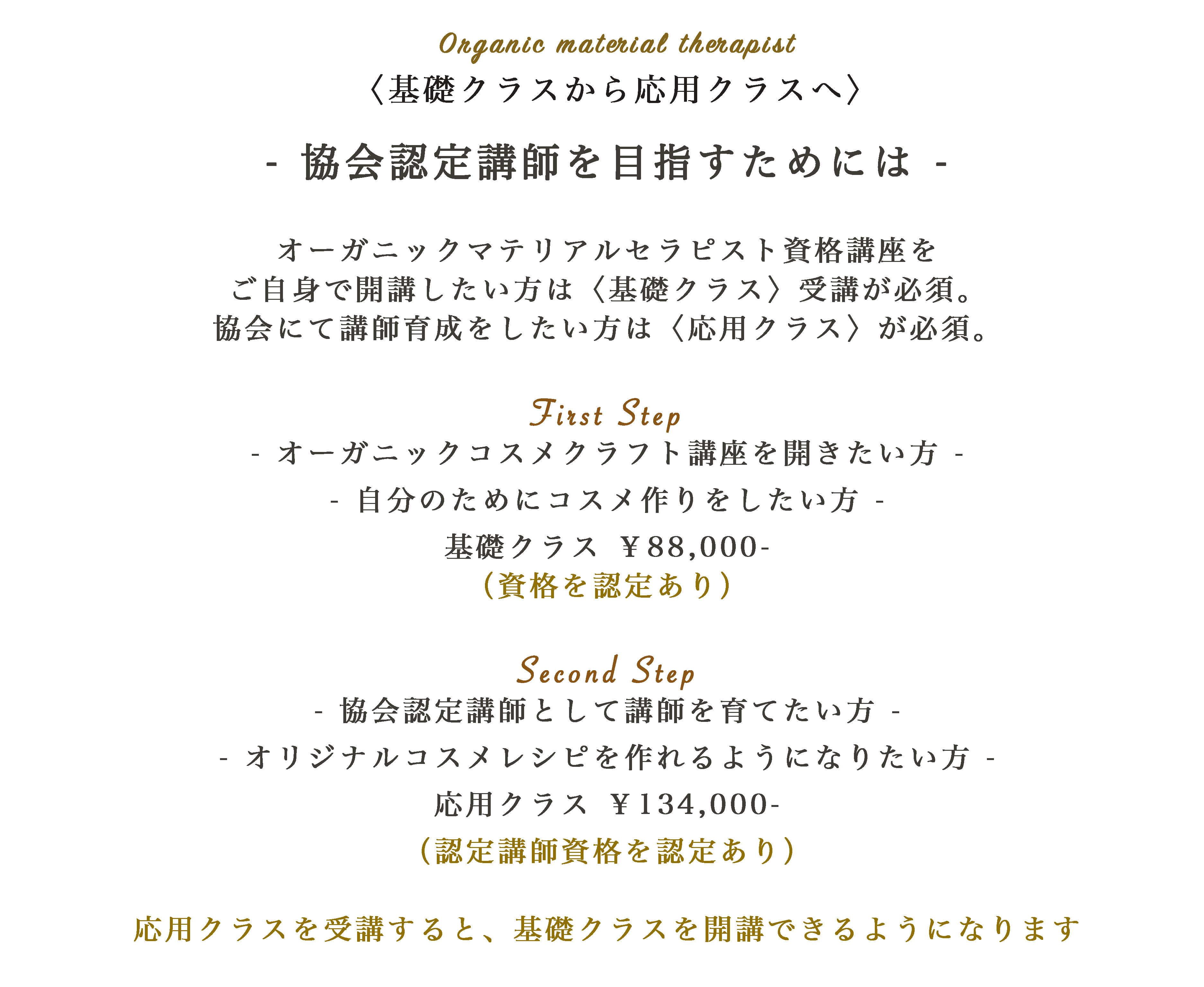 協会認定講師を目指すためには オーガニックマテリアル 協会認定講師を目指すためには オーガニックマテリアル